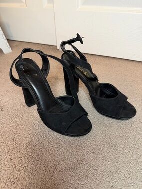 Lulus Black Faux Suede Block Heels